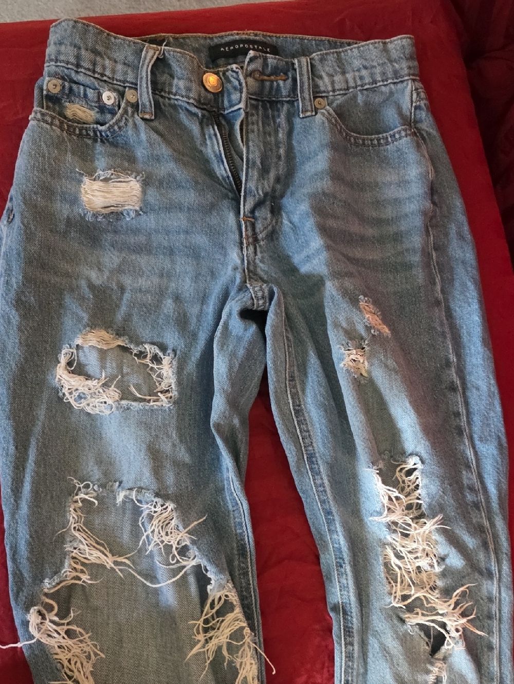 Aeropostale Mom Jeans Blue Distressed Size 00